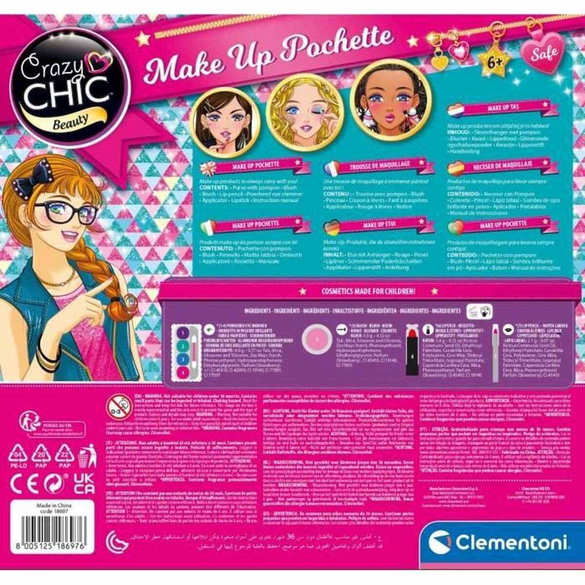Set de Machiaj pentru Copii Clementoni Crazy Chic Multicolor - Jucarii si jocuri, Costume și accesorii