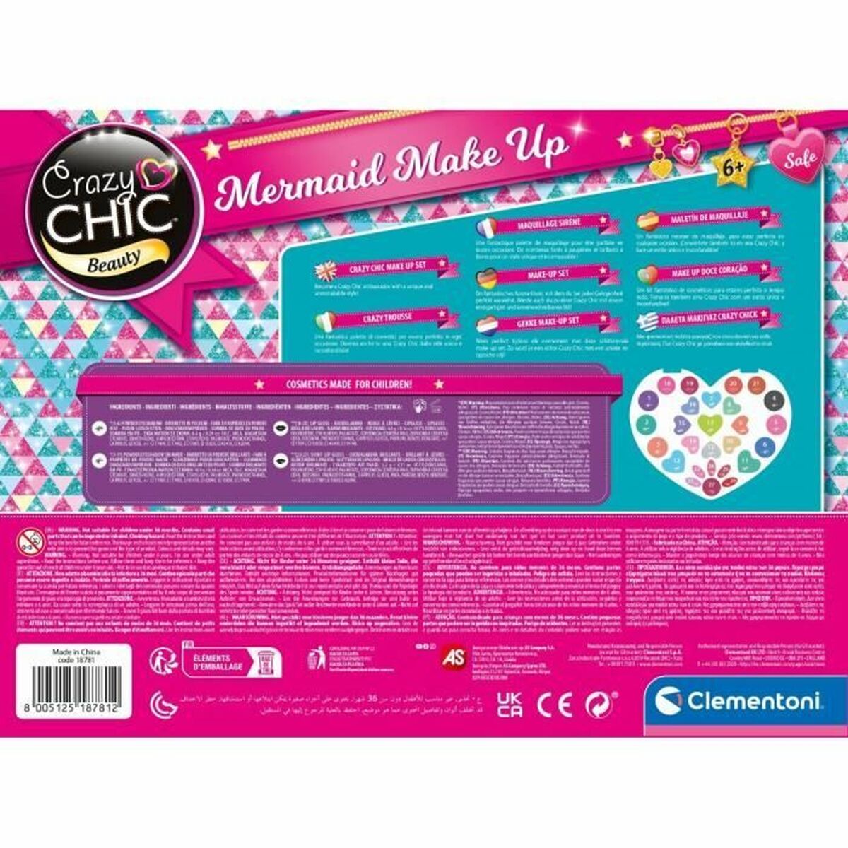 Set de Machiaj pentru Copii Clementoni Crazy Chic Beauty Mermaid Make up - Jucarii si jocuri, Costume și accesorii