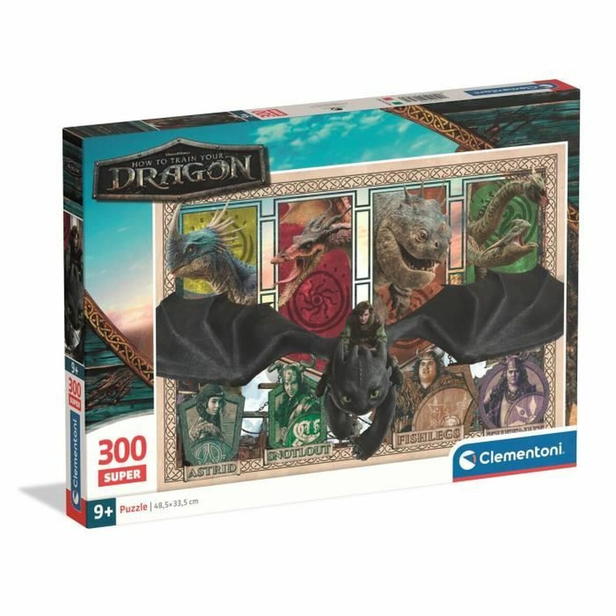 Puzzle Clementoni Super - How to Train your Dragon 48,5 x 33,5 cm 300 Piese - Jucarii si jocuri, Puzzle-uri și puzzle-uri