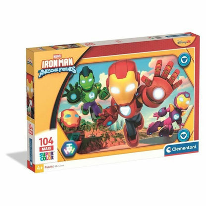 Puzzle Clementoni Maxi - Iron Man and his awesome friends 62 x 42 cm 104 Piese - Jucarii si jocuri, Puzzle-uri și puzzle-uri