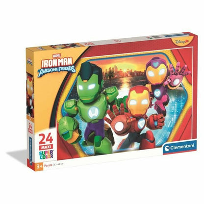 Puzzle Clementoni Maxi - Iron Man and his awesome friends 62 x 42 cm 24 Piese - Jucarii si jocuri, Puzzle-uri și puzzle-uri