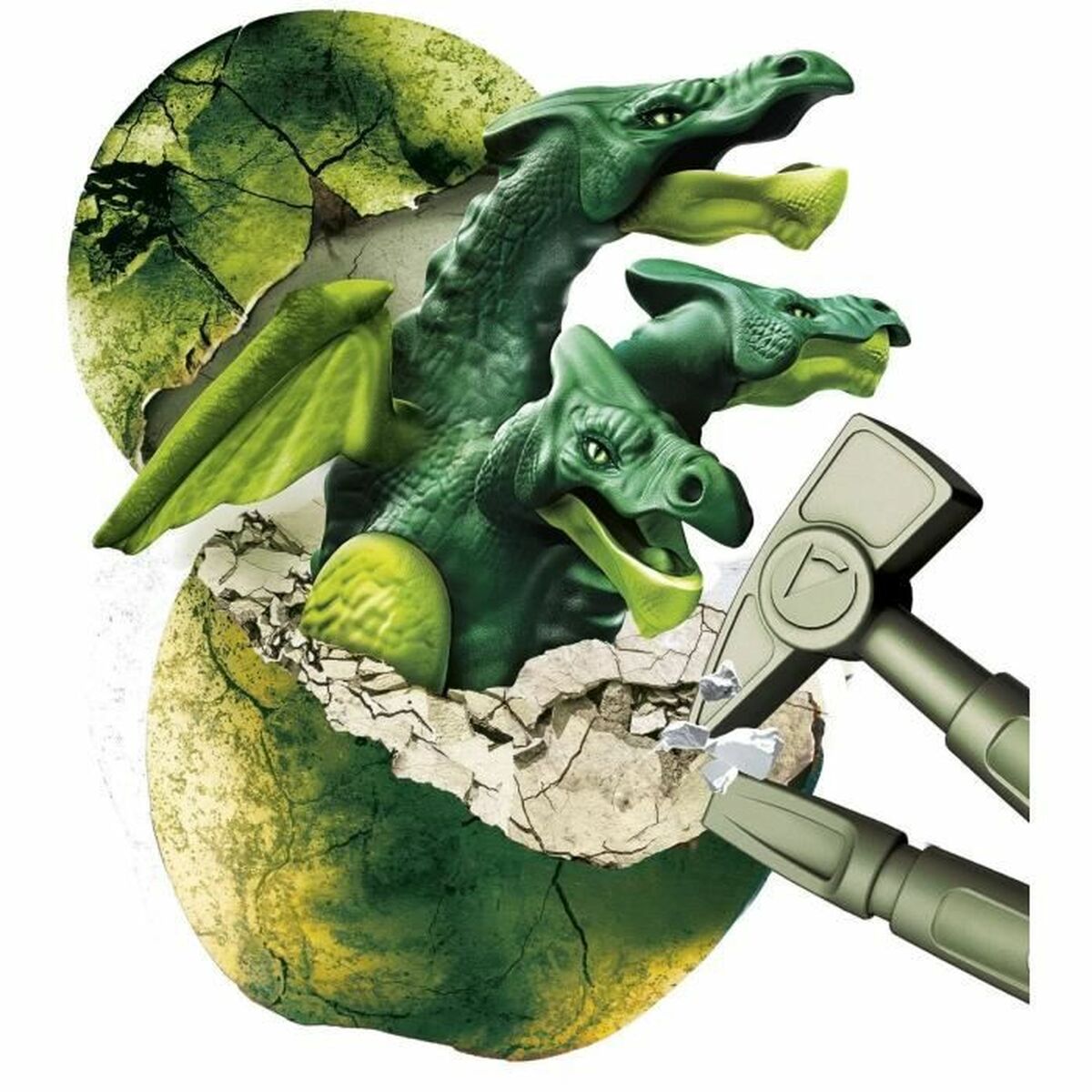 Dragon Baby Born Legendary egg - Dragon has three heads Verde - Jucarii si jocuri, Păpuși și figurine