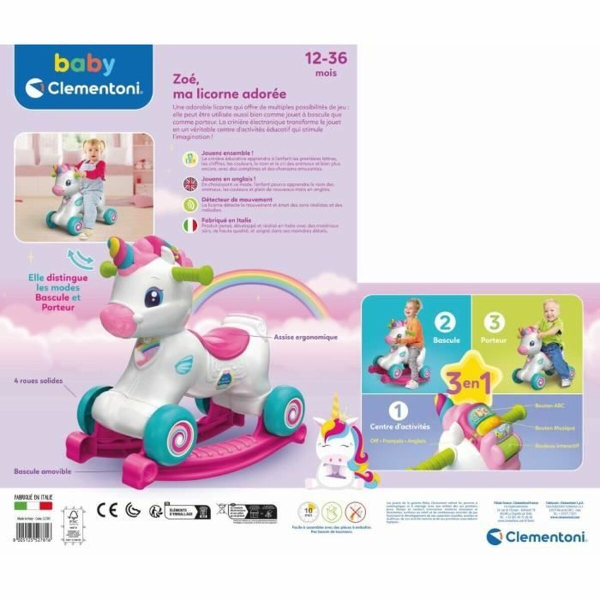 Premergător Clementoni Zoé Unicorn - Jucarii si jocuri, În aer liber și sport