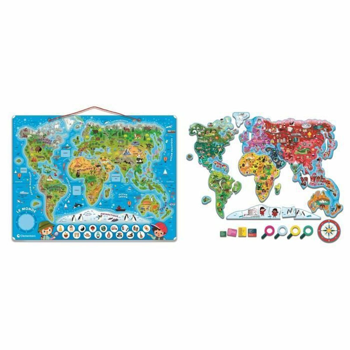 Puzzle Clementoni Magnetic Harta Lumii 110 Piese - Jucarii si jocuri, Puzzle-uri și puzzle-uri
