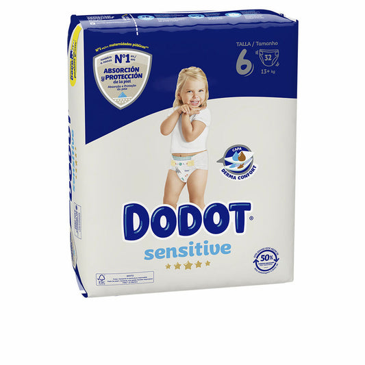 Scutece de unică folosință Dodot Sensitive 6 +13 kg (32 Unități) - Sănătate și îngrijire personală, Îngrijirea copiilor și puericultură