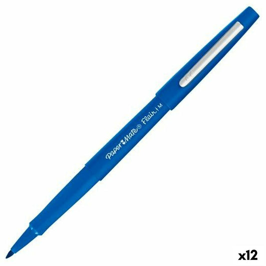 Carioci Paper Mate Flair! M Albastru (12 Unități) - Birou și papetărie, Pixuri, creioane și articole de scris