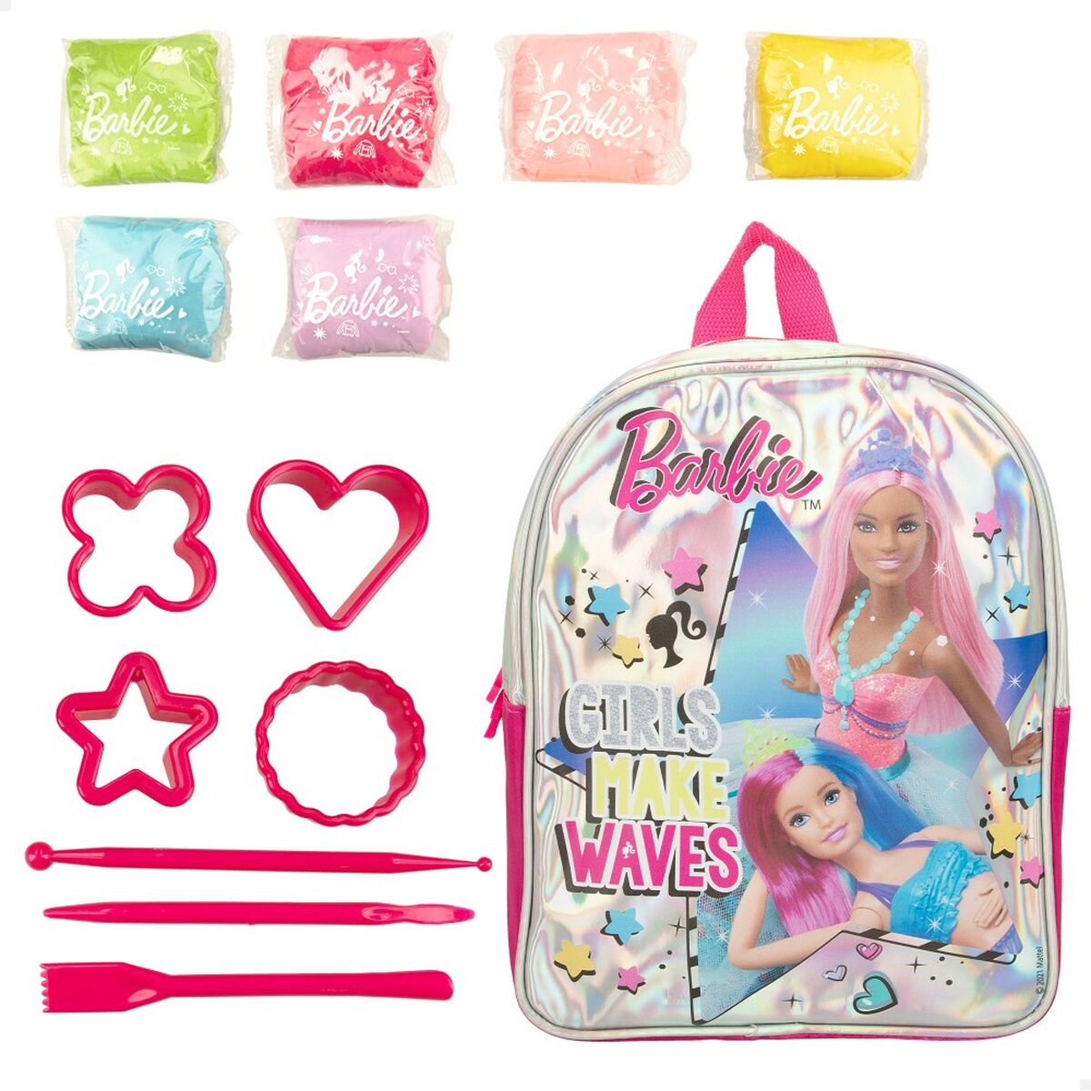 Joc Creativ de Plastilină Barbie Fashion Rucsac 14 Piese 600 g - Jucarii si jocuri, Activități creative