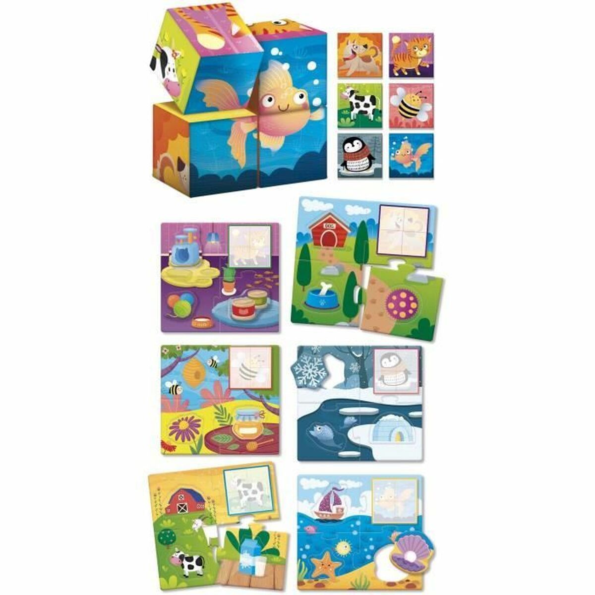 Joc Educativ Lisciani Giochi Cubes & Logic 2 in1 (FR) - Jucarii si jocuri, Jocuri și accesorii