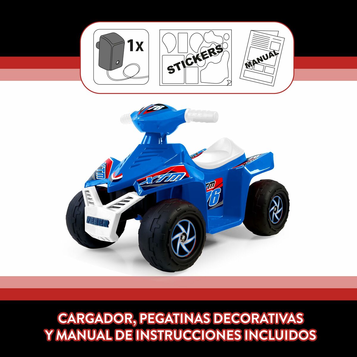 ATV electric Quad Feber Racy Albastru - Jucarii si jocuri, În aer liber și sport
