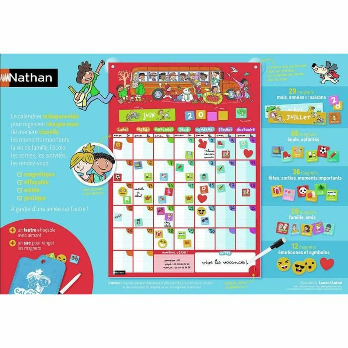 Joc de Masă Nathan My Perpetual Magnetic Calendar (FR) - Jucarii si jocuri, Jocuri și accesorii