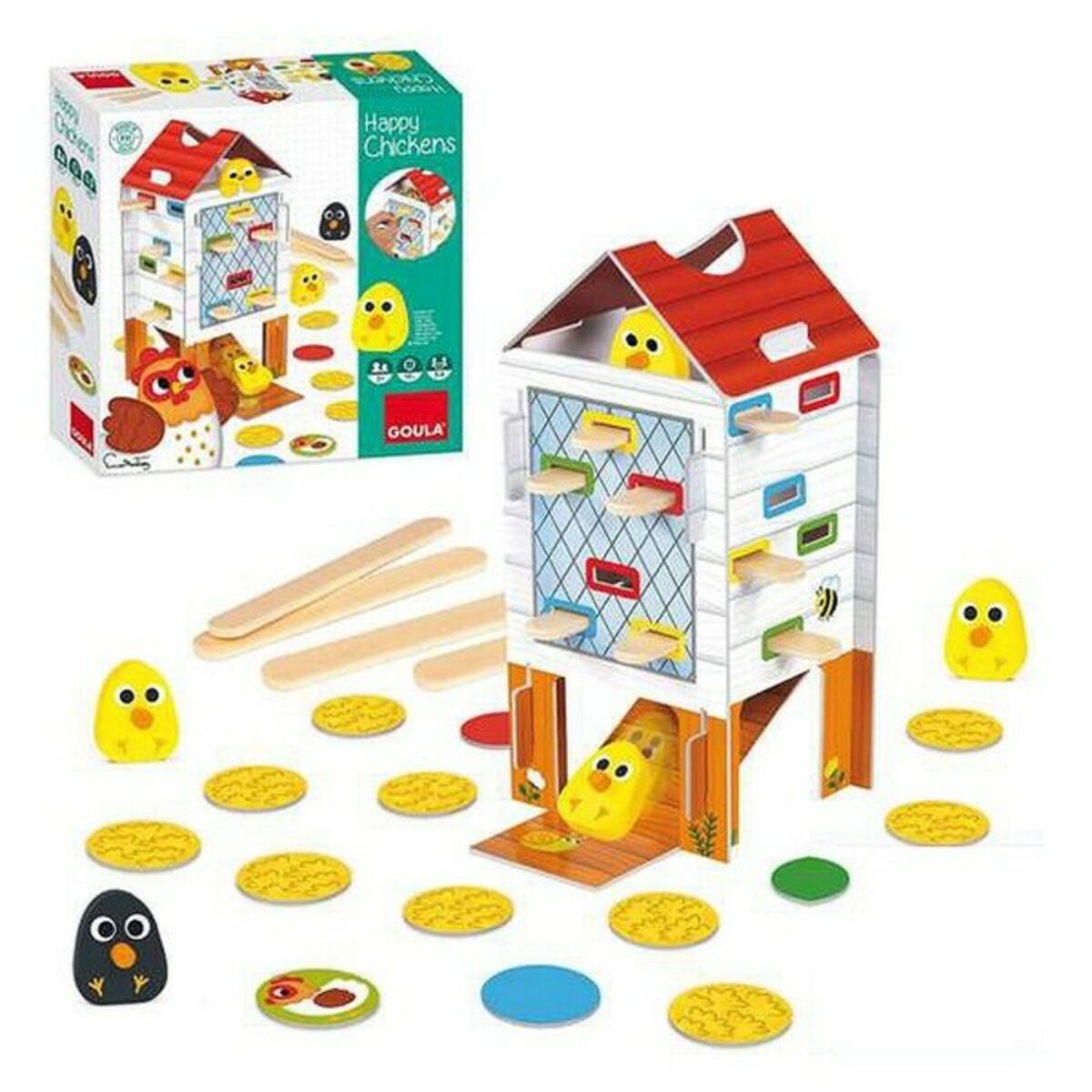 Joc de Îndemânare pentru Bebeluși HAPPY CHICKEN Goula 53170 - Bebelus, Jucăriile copilăriei timpurii