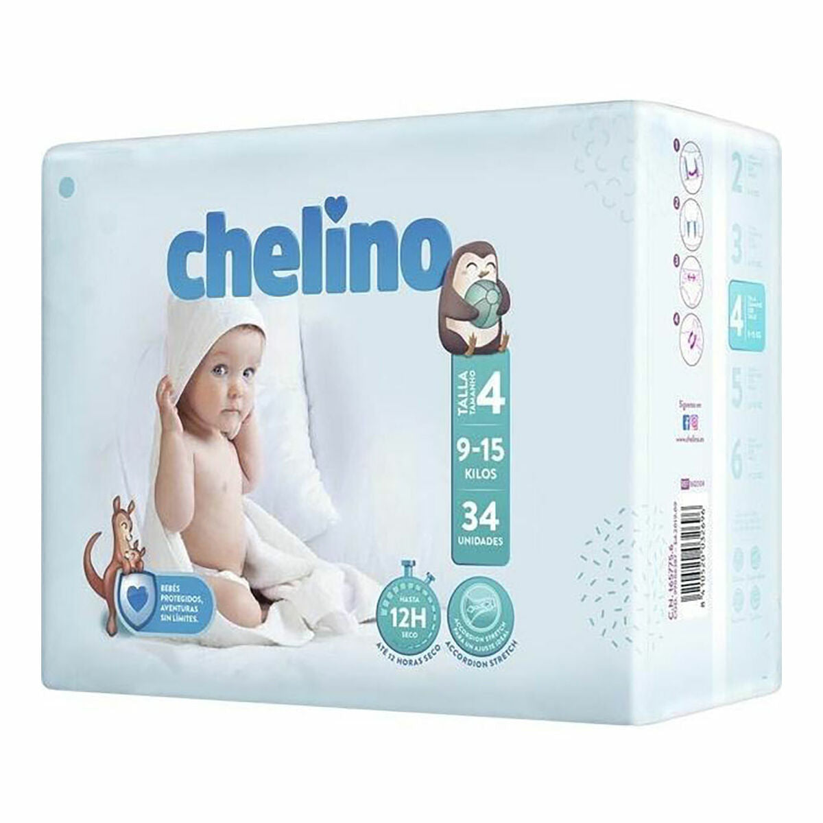 Scutece de unică folosință Chelino 3602484 (6 Unități) (34 uds) - Sănătate și îngrijire personală, Îngrijirea copiilor și puericultură