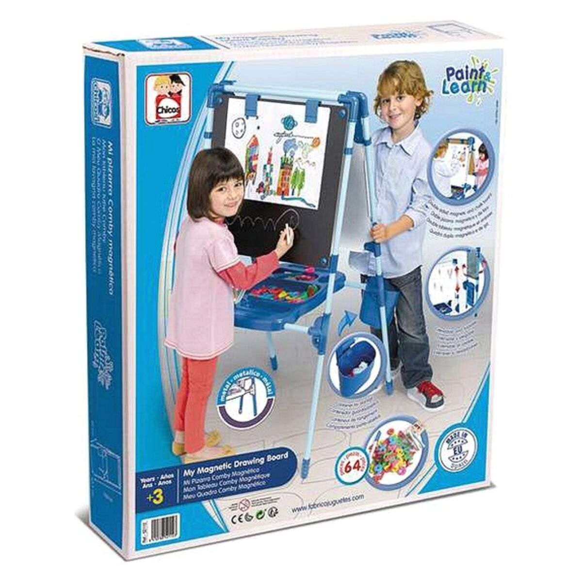 Tablă 2 în 1 Chicos (63 x 60 x 120 cm) 63 x 60 x 120 cm (64 pcs) - Jucarii si jocuri, Activități creative
