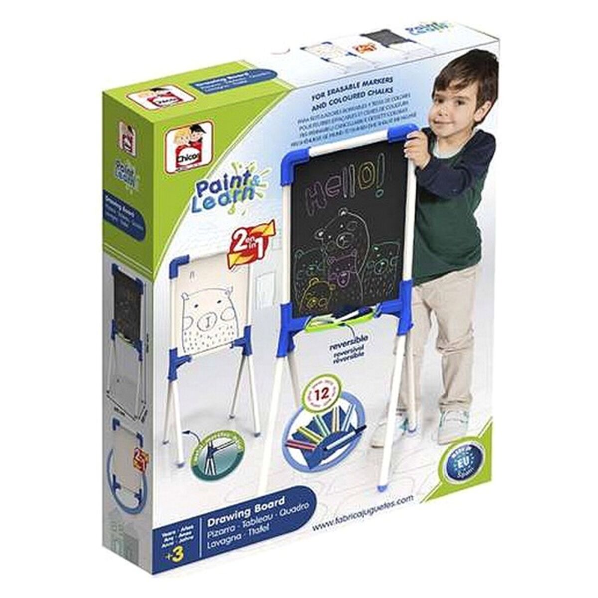 Tablă 2 în 1 Chicos Paint & Learn (37 x 32 x 85 cm) - Jucarii si jocuri, Activități creative