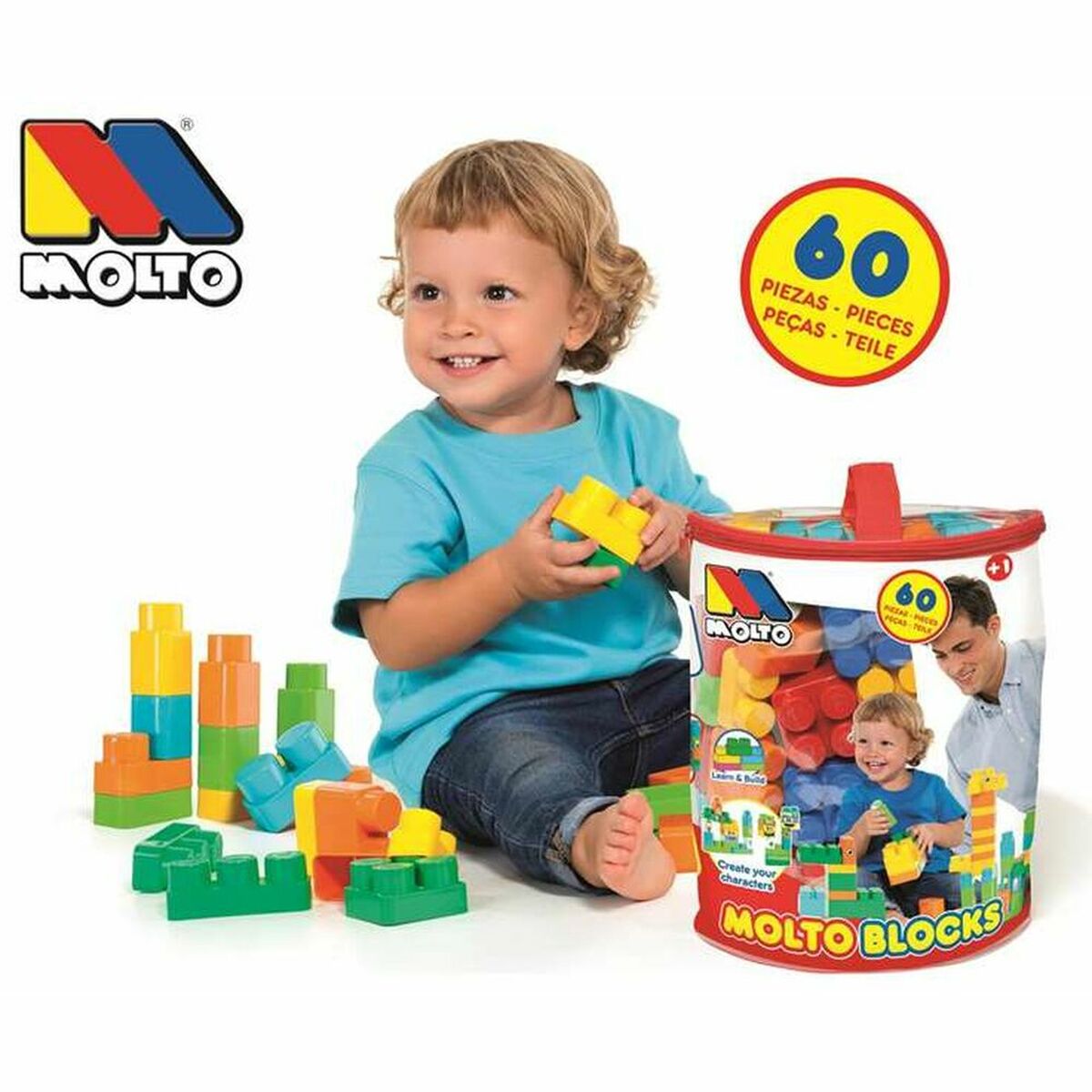Recipient cu Plăci de Construcție Moltó Blocks (60 pcs) - Jucarii si jocuri