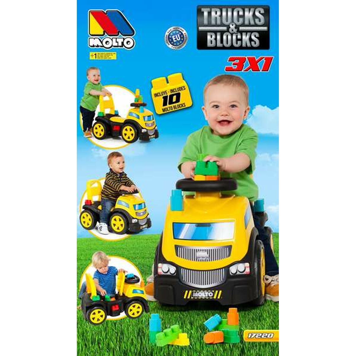 Mașină-Premergător Moltó Trucks and blocks 89 cm - Jucarii si jocuri, În aer liber și sport