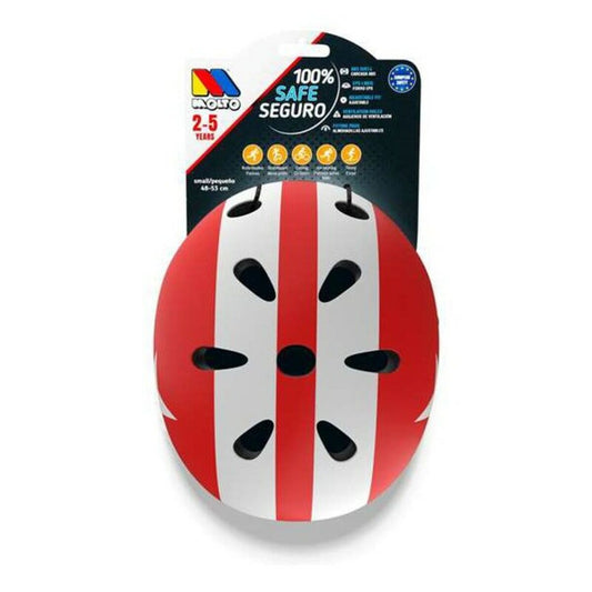 Cască pentru Copii Moltó Alb Roșu 48-53 cm - Sport și în aer liber, Ciclism