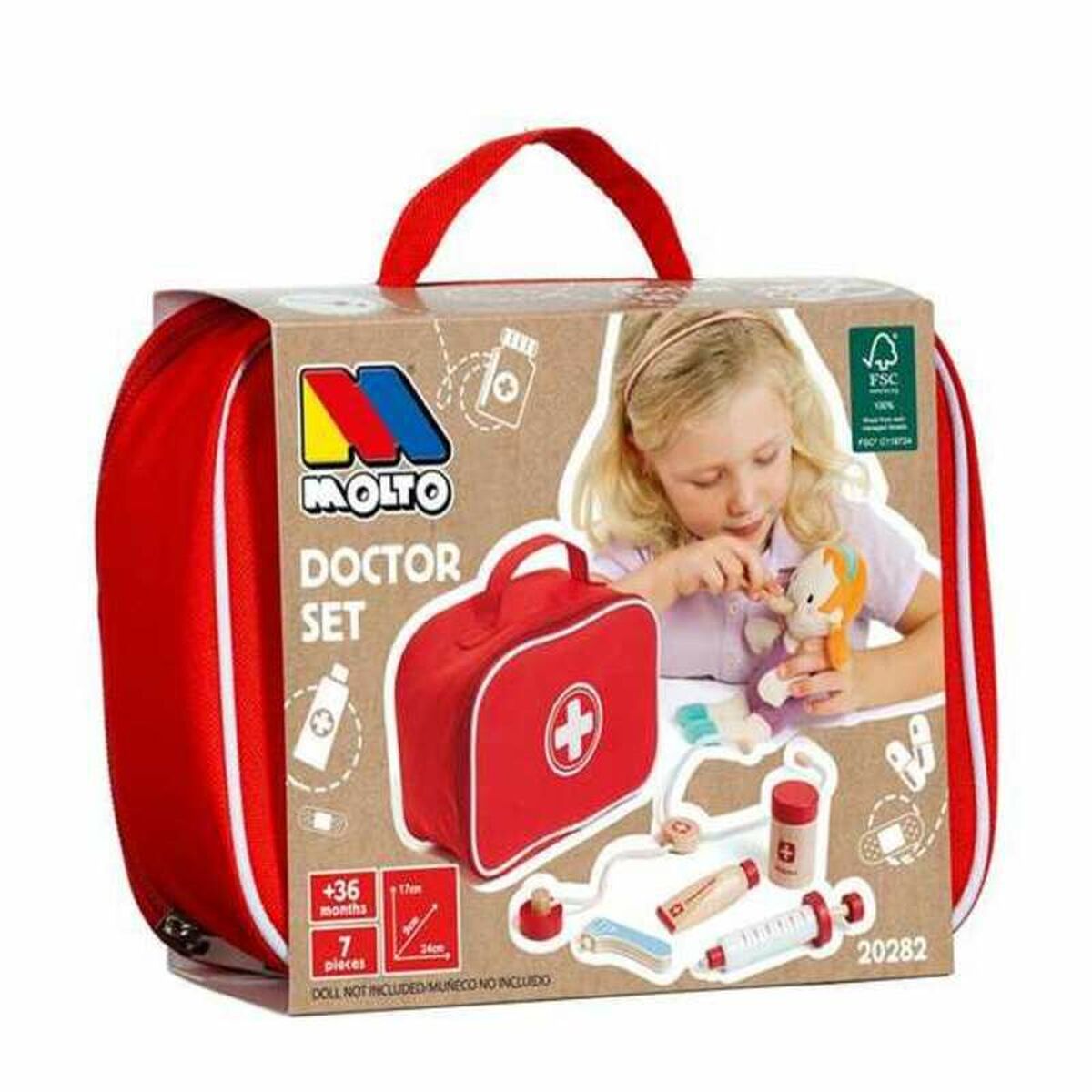 Trusă medicală de jucărie cu accesorii Moltó Lemn (7 pcs) - Jucarii si jocuri, Imitații de jocuri