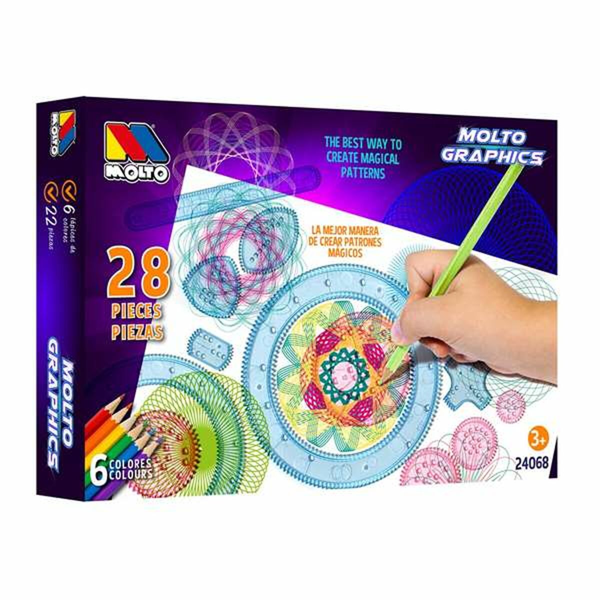 Set pentru desen Moltó Graphics 28 Piese - Jucarii si jocuri, Activități creative