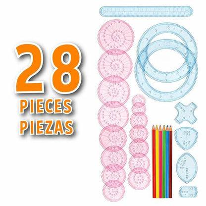 Set pentru desen Moltó Graphics 28 Piese - Jucarii si jocuri, Activități creative