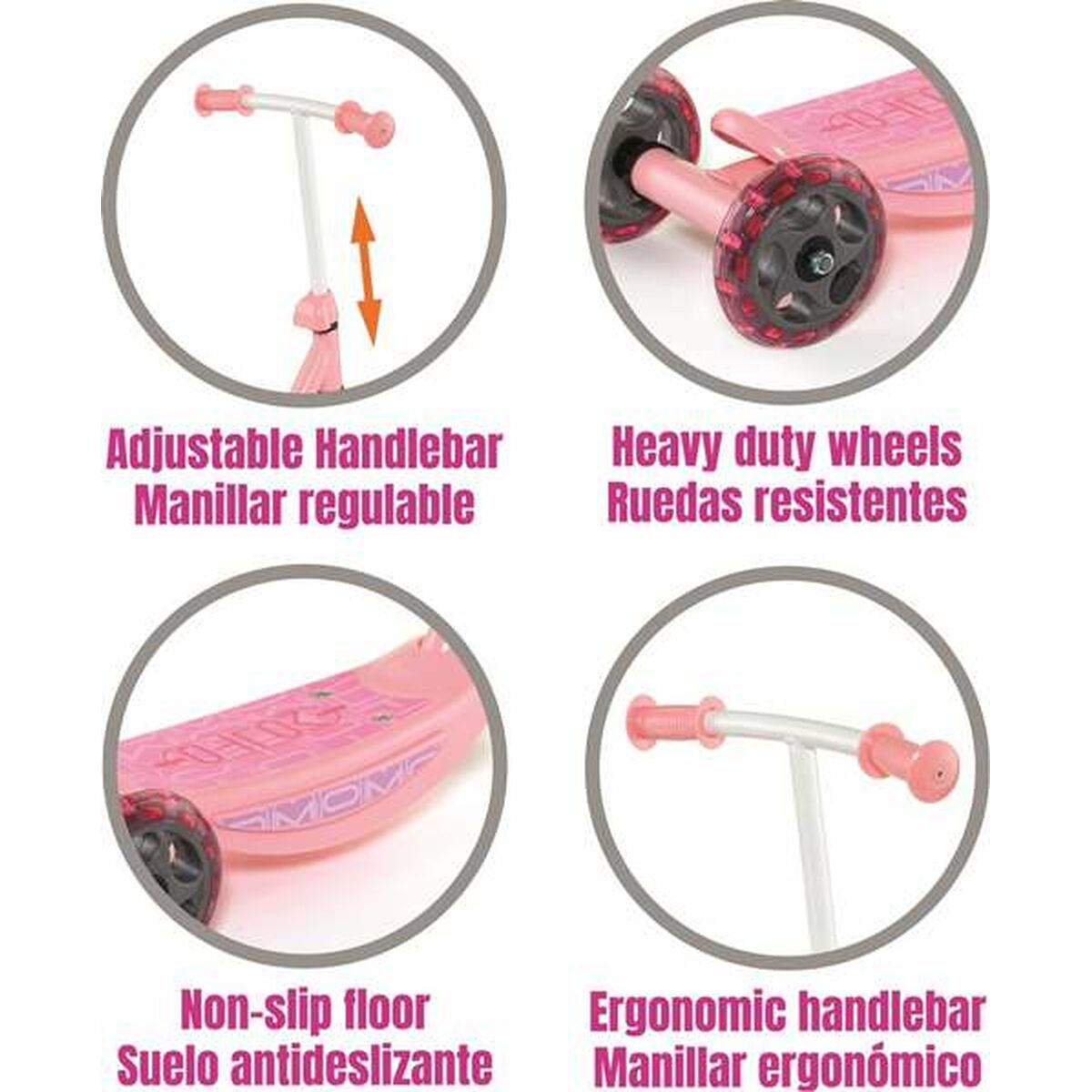 Trotinetă Scuter Moltó Roz 48 x 36 x 90 cm - Sport și în aer liber, Mobilitate urbană