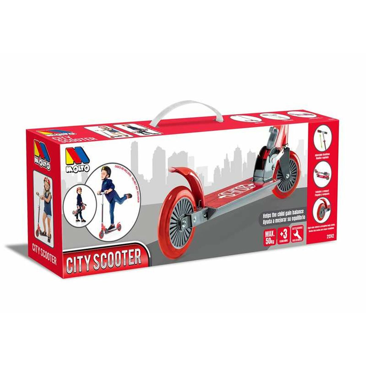 Trotinetă Scuter Moltó Roșu 72-77 cm - Sport și în aer liber, Mobilitate urbană