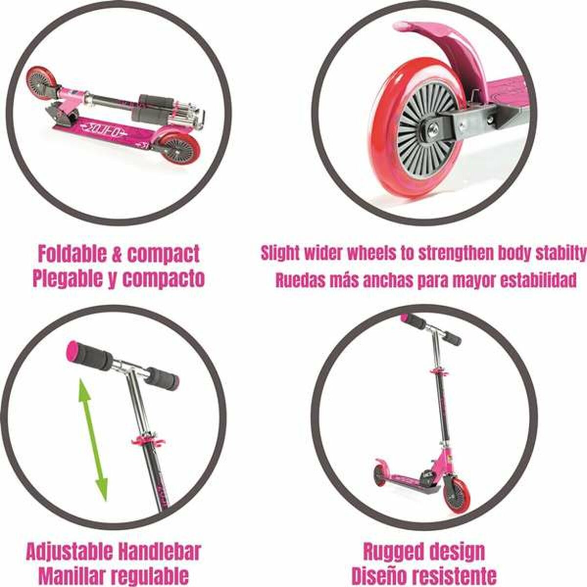 Trotinetă Scuter Moltó Roz 72-77 cm - Sport și în aer liber, Mobilitate urbană