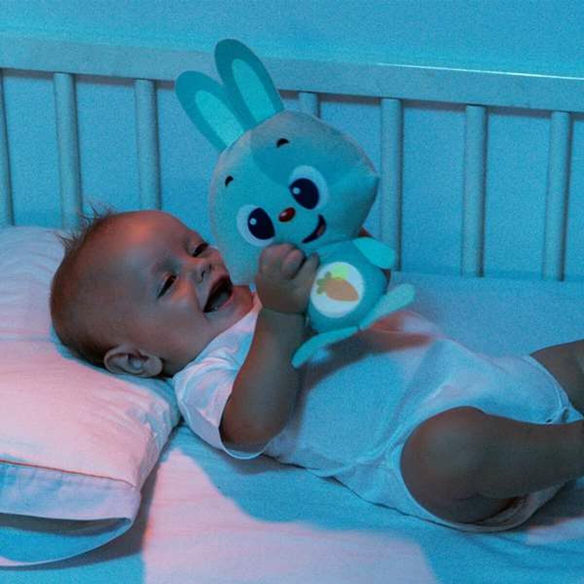 Jucărie de Pluș cu Sunet Moltó Gusy luz Baby Bunny Turquoise 7,5 cm - Jucarii si jocuri, Jucării de pluș