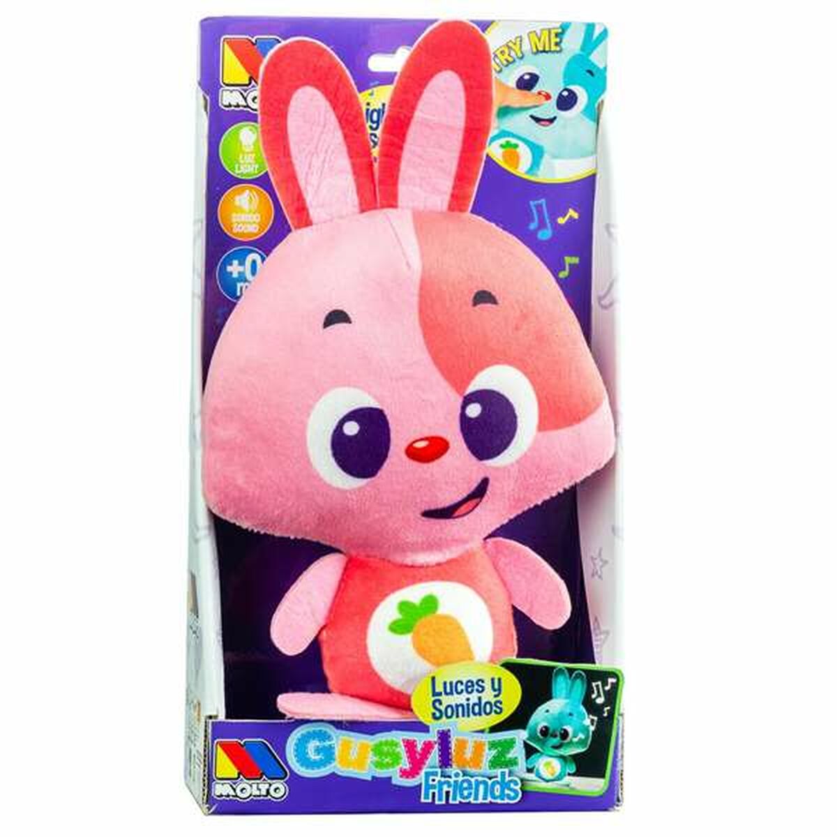 Jucărie de Pluș cu Sunet Moltó Gusy luz Baby Bunny Roz 7,5 cm - Jucarii si jocuri, Jucării de pluș