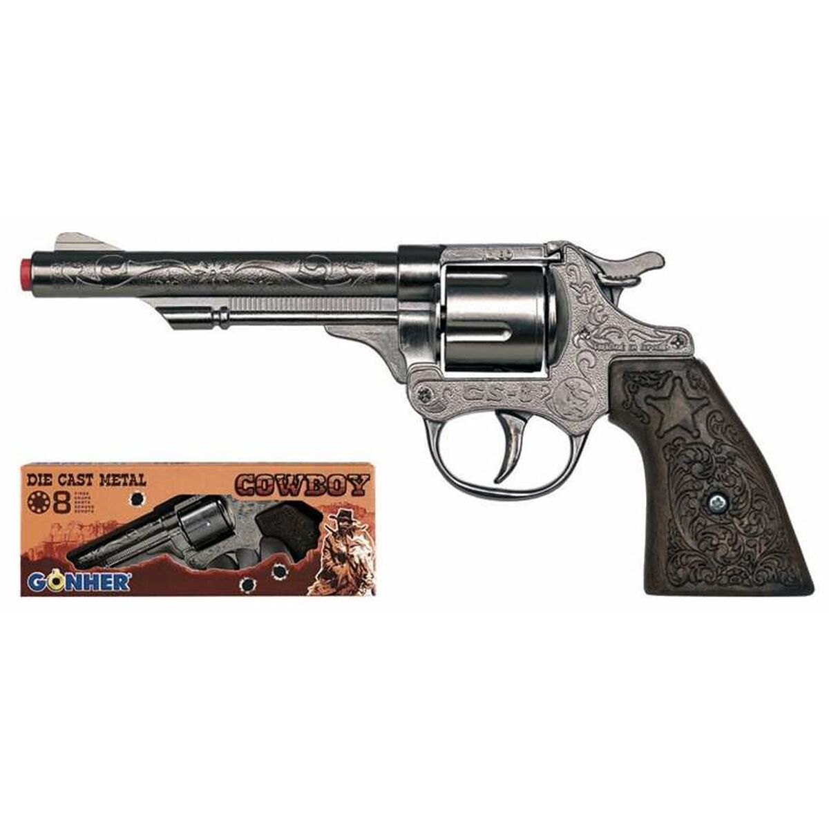 Pistol de petarde/capse Gonher Argintiu Cowboy - Jucarii si jocuri, În aer liber și sport
