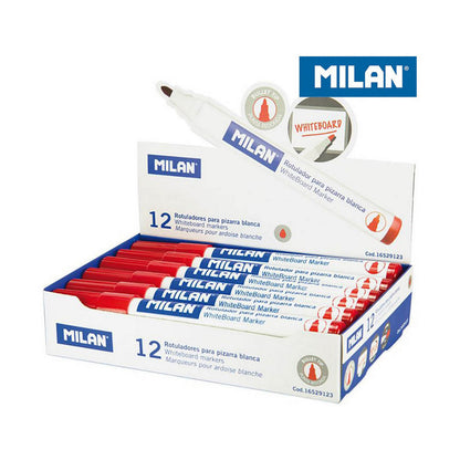 Carioci Milan Tablă albă 12 Unități Roșu PVC - Birou și papetărie, Pixuri, creioane și articole de scris