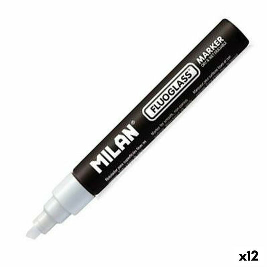 Carioci Milan Fluoglass Galben Alb Negru (12 Unități) - Birou și papetărie, Pixuri, creioane și articole de scris