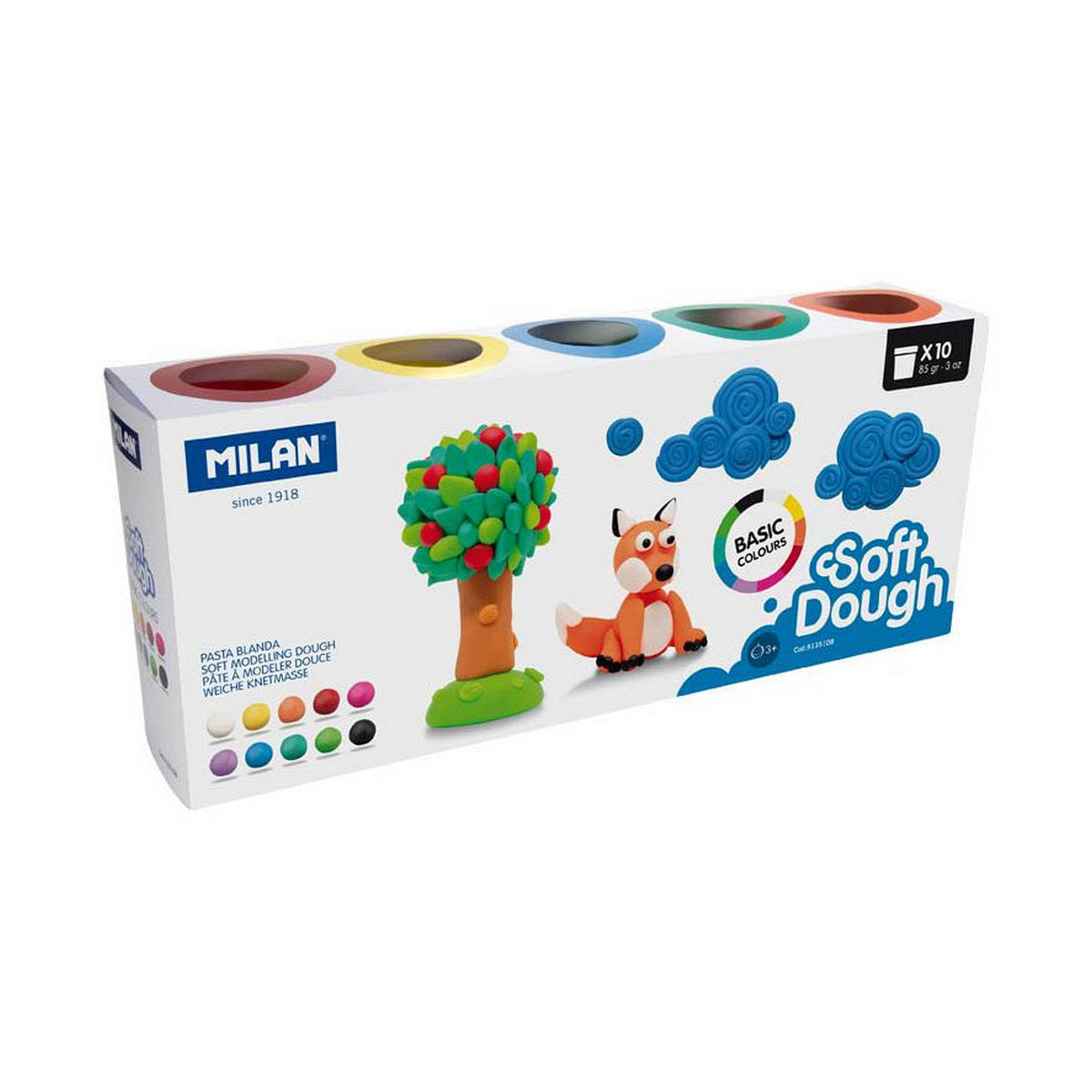 Joc de Plastilină Milan Soft dough 913510B Galben Albastru Multicolor 85 g Vegetal (10 Unități) - Jucarii si jocuri, Activități creative
