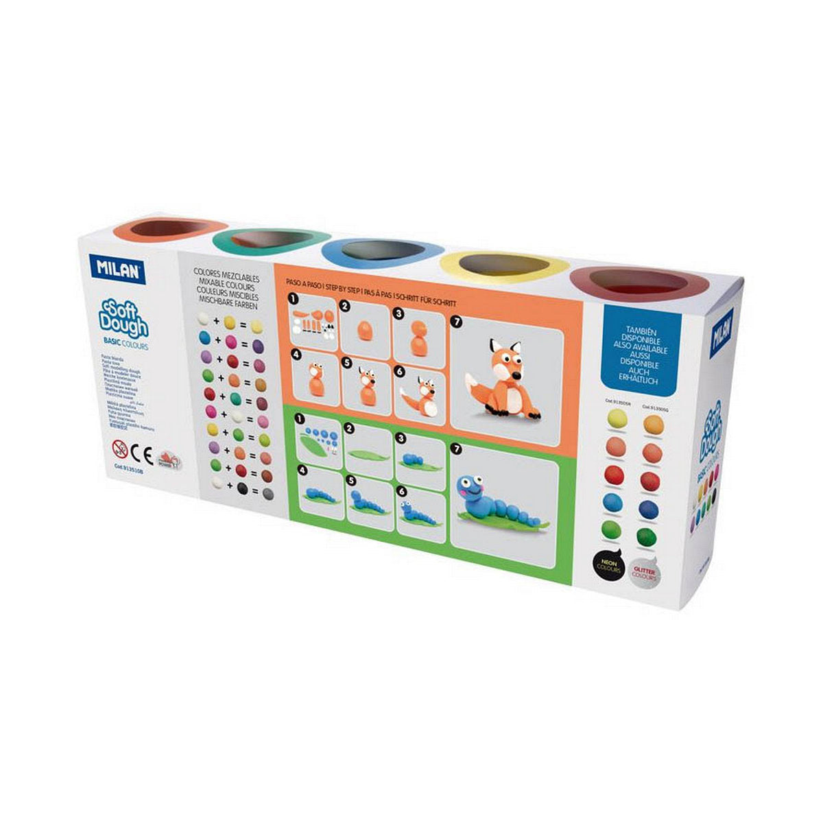 Joc de Plastilină Milan Soft dough 913510B Galben Albastru Multicolor 85 g Vegetal (10 Unități) - Jucarii si jocuri, Activități creative