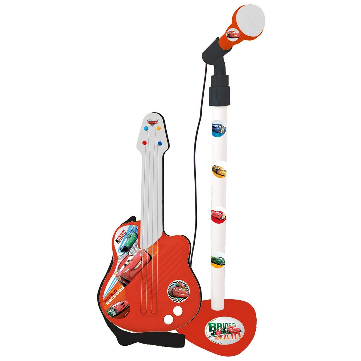 Set muzical Cars Microfon Chitară pentru Copii Roșu - Jucarii si jocuri, Instrumente muzicale pentru copii