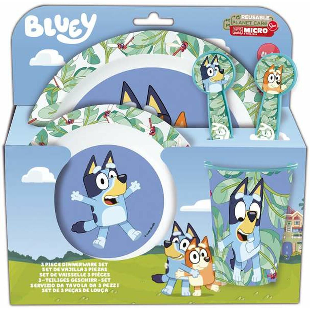 Set de picnic Bluey Infantil 5 Piese - Acasă și bucătărie, Tacâmuri, veselă și sticlărie