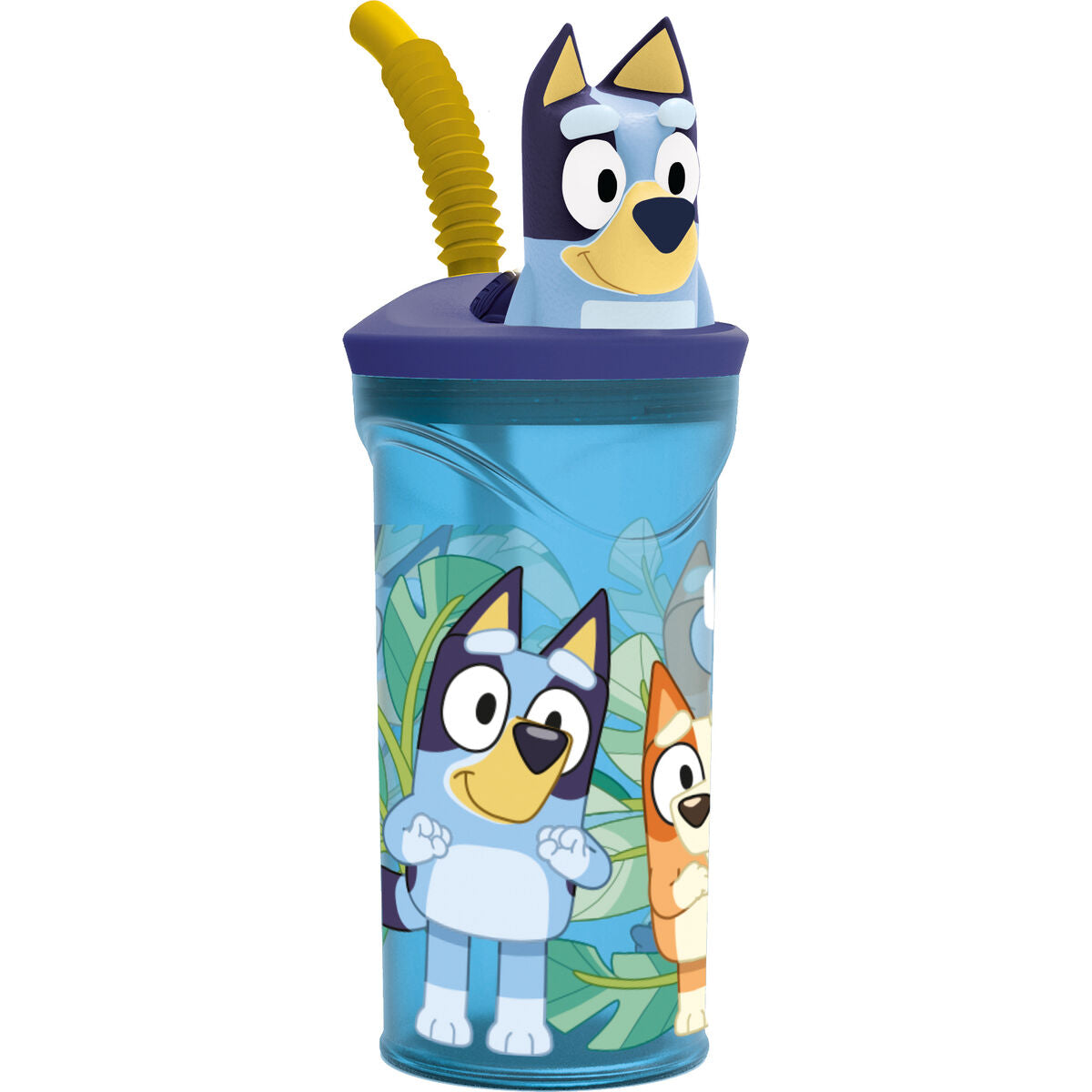Pahar cu Pai Bluey PVC 3D - Acasă și bucătărie, Tacâmuri, veselă și sticlărie