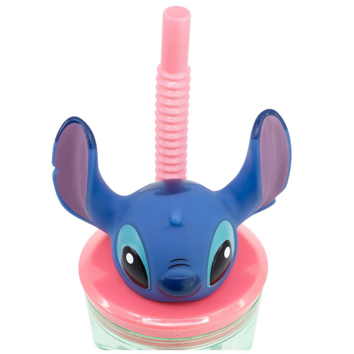 Pahar cu Pai Stitch Flowers 3D 360 ml - Acasă și bucătărie, Tacâmuri, veselă și sticlărie
