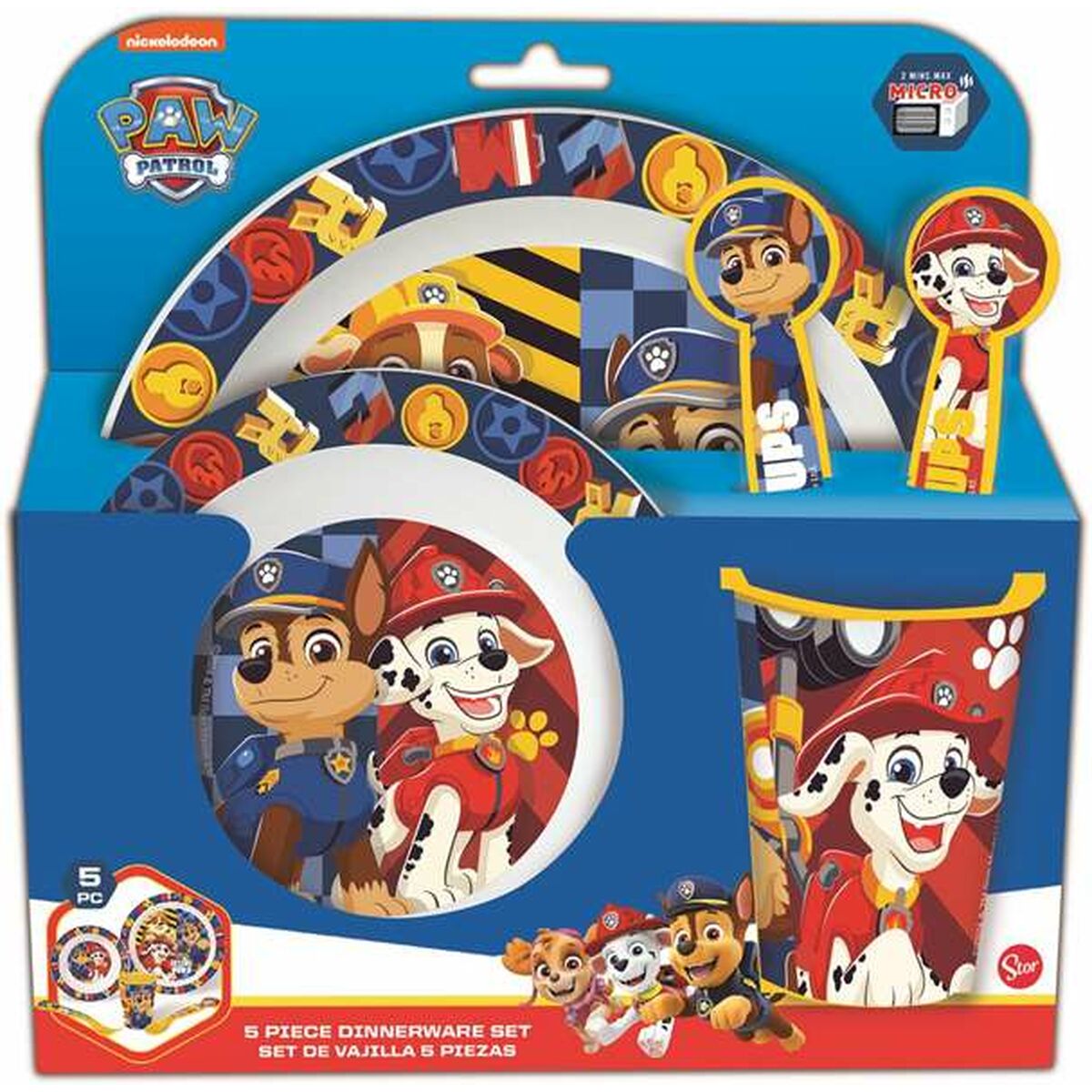 Set de veselă pentru copii The Paw Patrol Boy Rescue Pups 5 Piese - Acasă și bucătărie, Tacâmuri, veselă și sticlărie