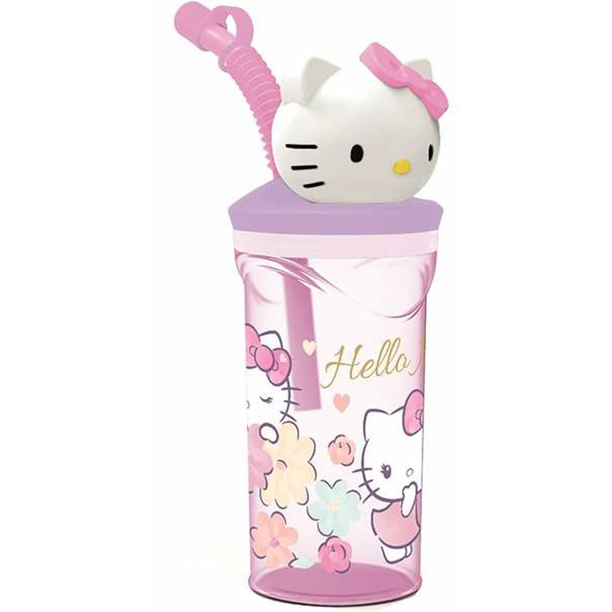 Pahar cu Pai Hello Kitty 360 ml 3D - Bebelus, Alăptarea și hrănirea