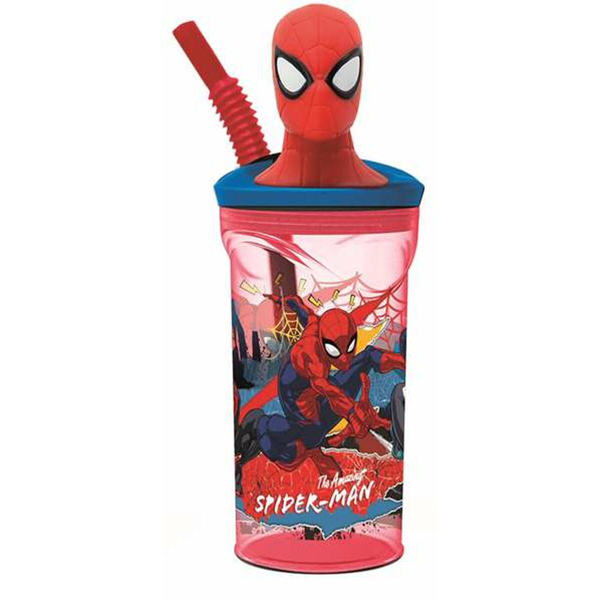 Pahar cu Pai Spider-Man Moving Target 360 ml 3D - Bebelus, Alăptarea și hrănirea