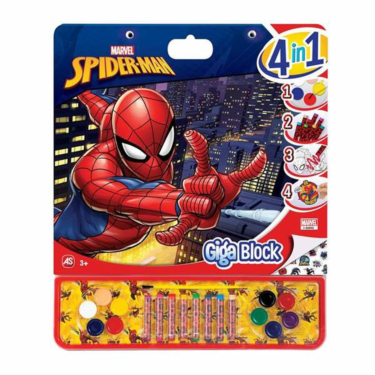 Bloc cu Desene pentru Colorat Spider-Man Giga Block 4-ia-1 35 x 41 cm - Jucarii si jocuri, Activități creative