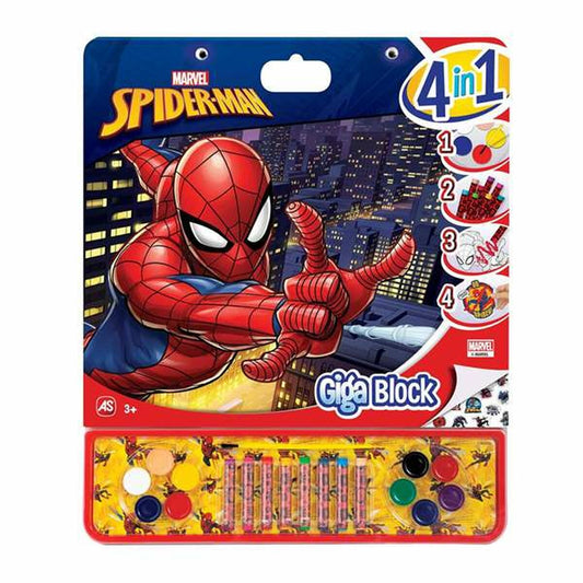 Bloc cu Desene pentru Colorat Spider-Man Giga Block 4-ia-1 35 x 41 cm - Jucarii si jocuri, Activități creative