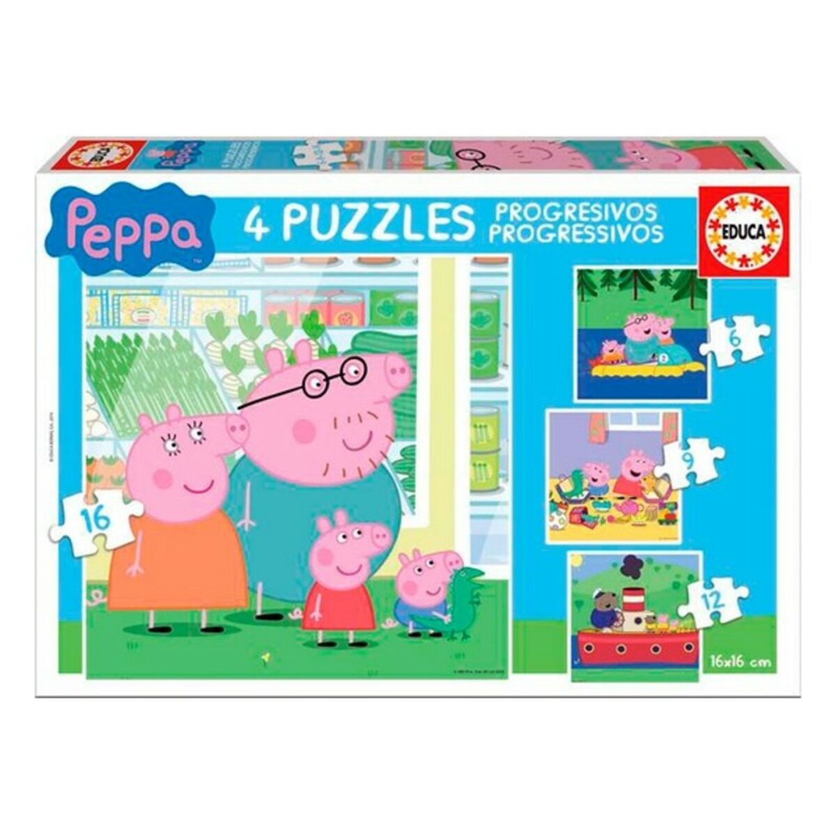 Set de 4 Puzzle-uri Peppa Pig Educa - Jucarii si jocuri, Puzzle-uri și puzzle-uri