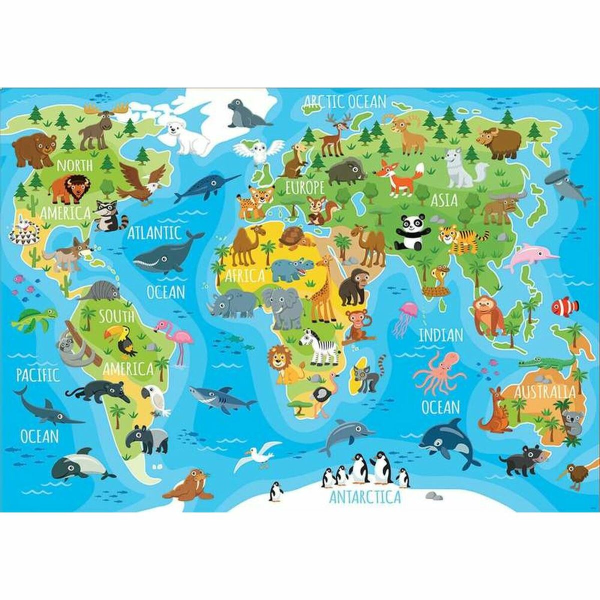 Puzzle Educa Animals Map (150 pcs) - Jucarii si jocuri, Puzzle-uri și puzzle-uri
