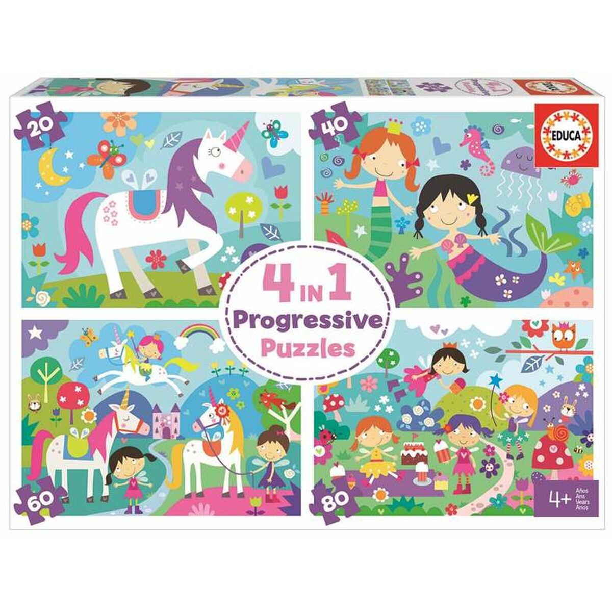 Set de 4 Puzzle-uri Educa 18905 Fantezie - Jucarii si jocuri, Activități creative