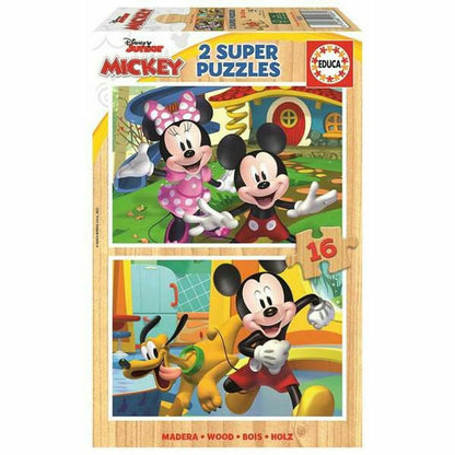 Set de 2 Puzzle-uri Mickey Mouse 19287 16 Piese 36 cm - Jucarii si jocuri, Puzzle-uri și puzzle-uri