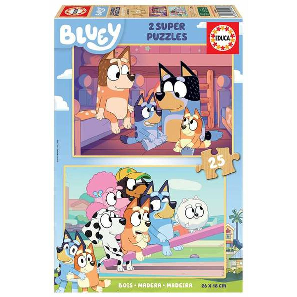 Set de 2 Puzzle-uri Bluey 25 Piese - Jucarii si jocuri, Puzzle-uri și puzzle-uri