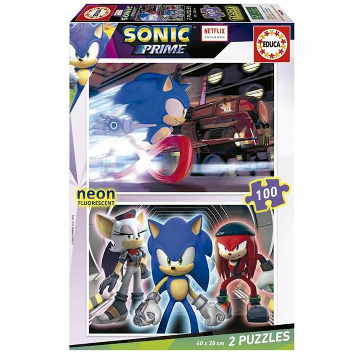 Set de 2 Puzzle-uri Educa Neon Sonic 100 Piese - Jucarii si jocuri, Puzzle-uri și puzzle-uri