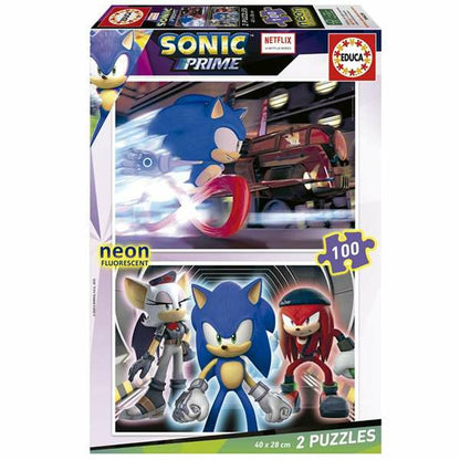 Set de 2 Puzzle-uri Educa Neon Sonic 100 Piese - Jucarii si jocuri, Puzzle-uri și puzzle-uri